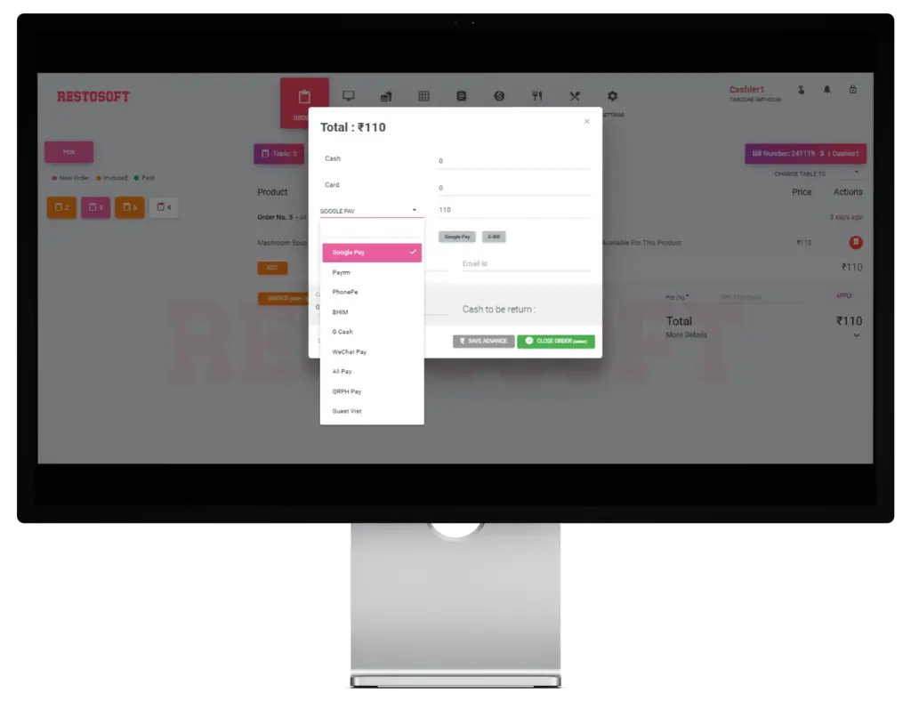 Payment choices feature – billing software