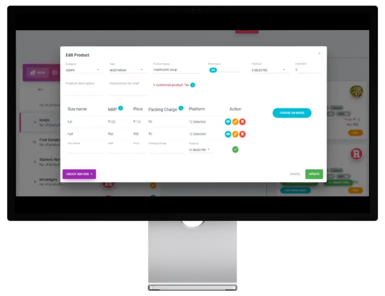 Menu management page image 3