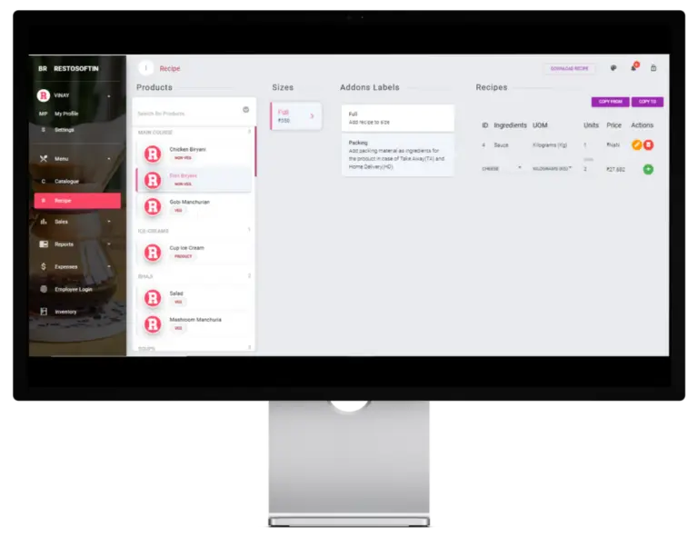 Menu management page image 5